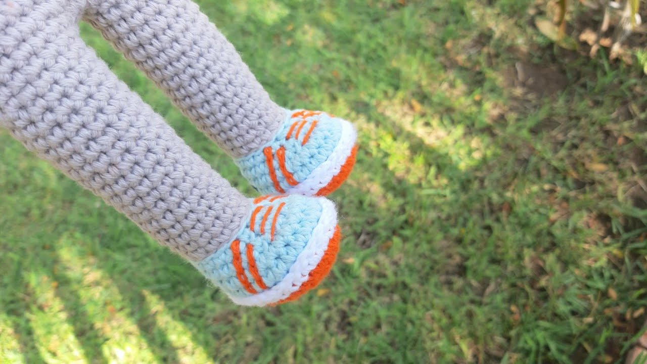 Cómo tejer tenis zapatos zapatillas y piernas MUÑECO AMIGURUMI BLIPPI a crochet