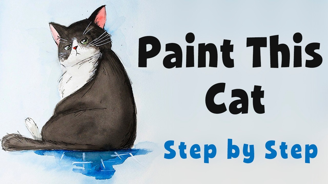 Easy Watercolor Cat | Calm Cat Drawing Tutorial | Relaxing Art Video
