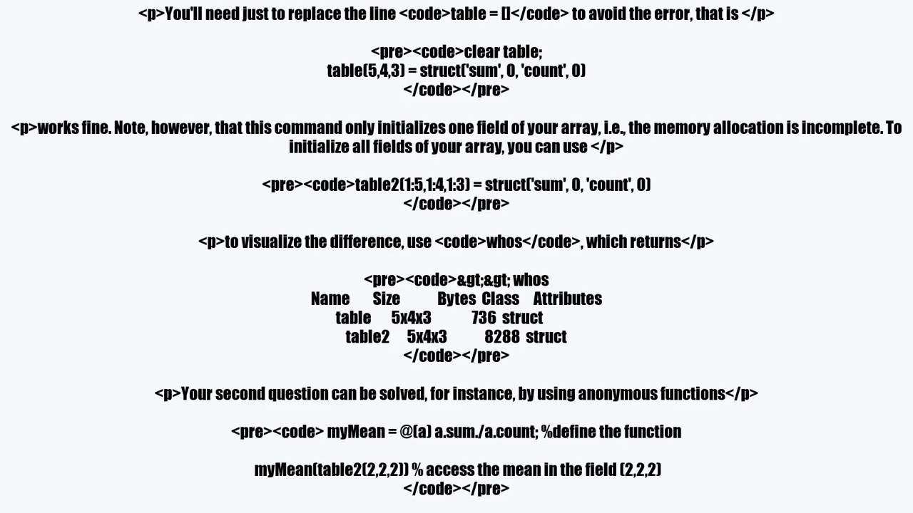 Easy way to create and initialise a 3D table of structs in Matlab