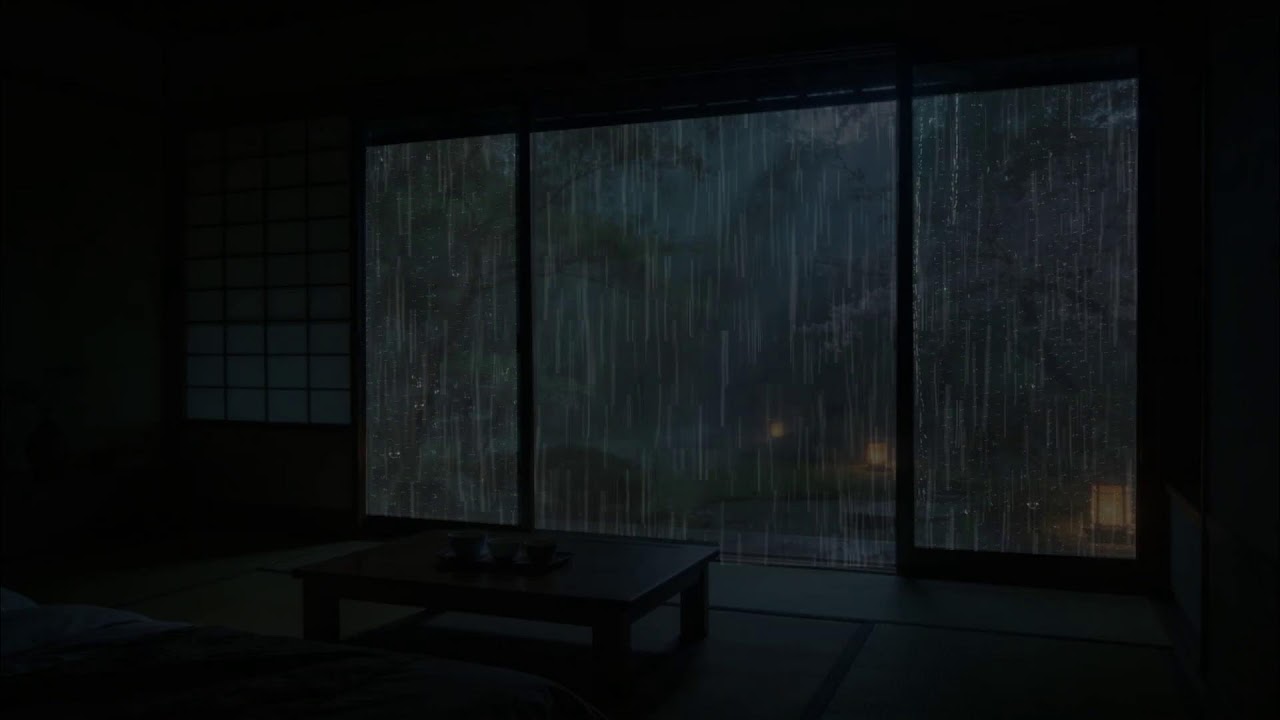 Rain Sounds & Thunder in Forest for Sleeping 🌧 Peaceful Dark Bedroom Ambience for Deep Sleep