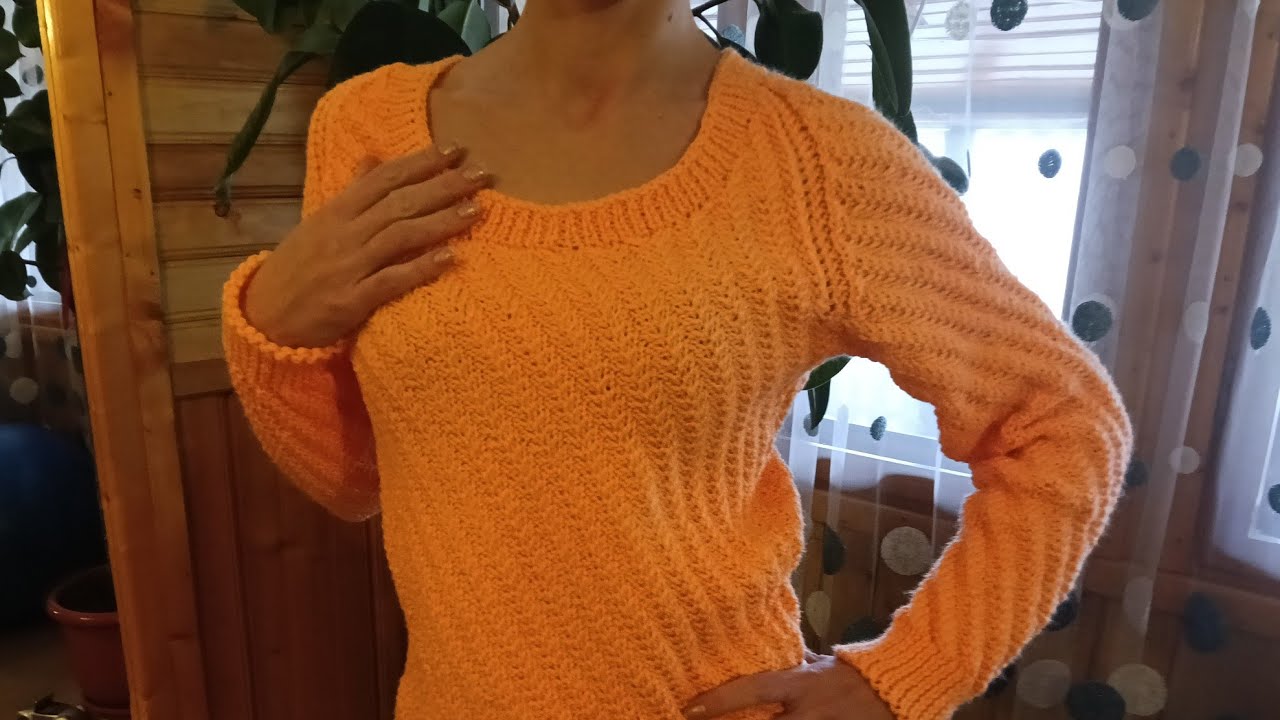 Pulover tricotat raglan anatomic, lucrat de jos.Tutorial pas cu pas.Tutorial women's sweater raglan.