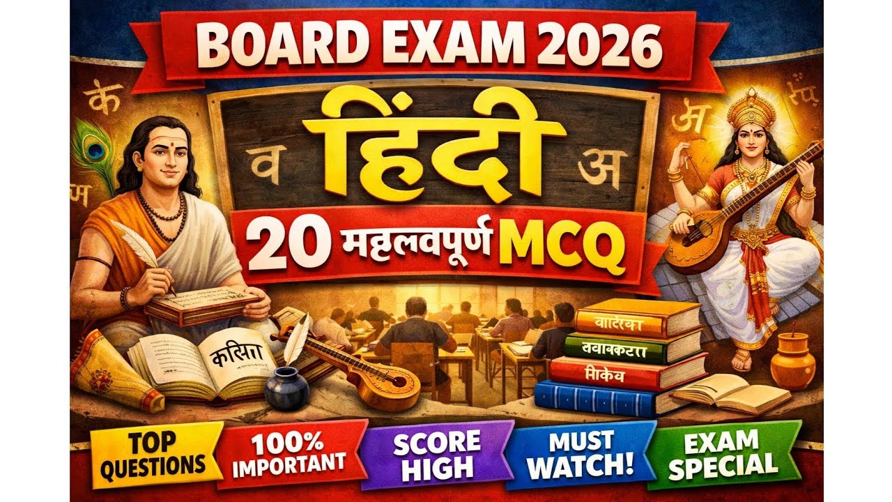 Class 10 Hindi 🔥20 Important MCQ (One Liner) Board Exam 2026 
