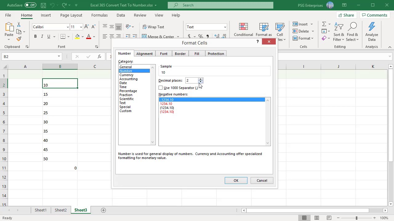 How to Convert Text to Numbers in Excel - Office 365