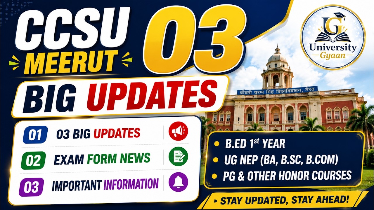 CCSU Meerut 03 Big Updates | Exam Form News 2026 | UG NEP, B.Ed, PG Latest Update