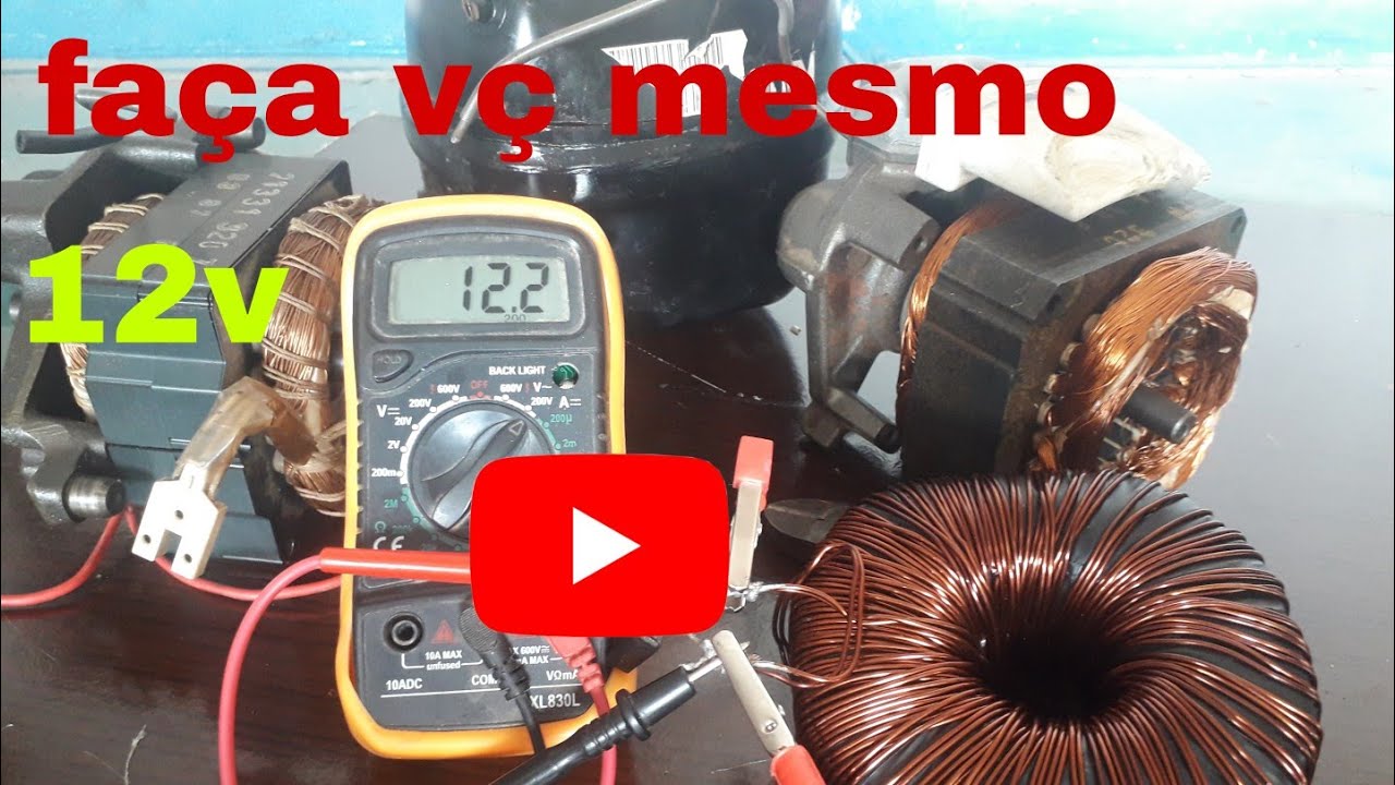Aprenda fazer trasformador caseiro 220v para12v feito com motor de geladeira.