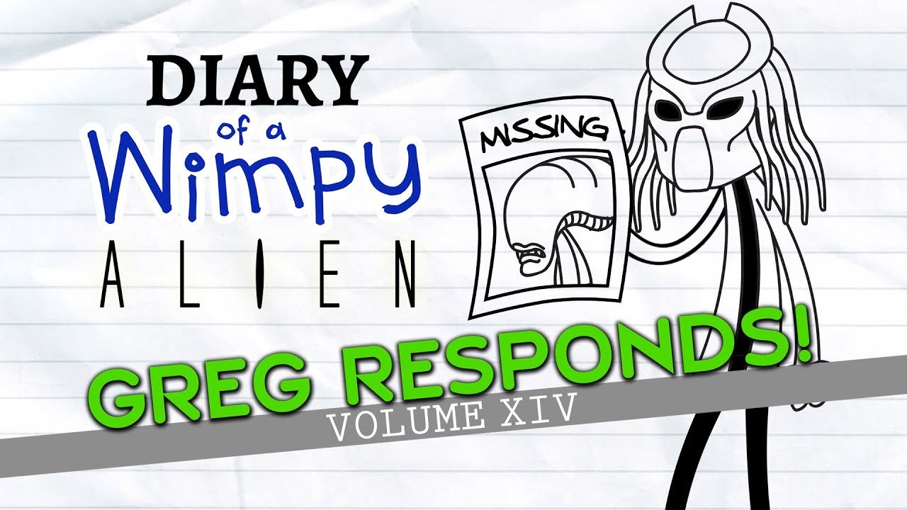 Diary of a Wimpy Alien: Greg Reacts to Your Comments VOLUME 14 (Wimpy Kid / Alien / Predator Parody)