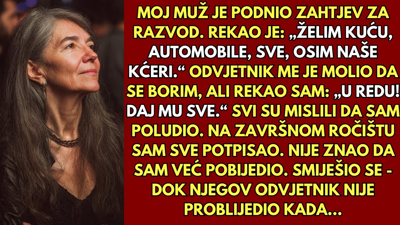 Moj muž je dobio sve u razvodu — nasmiješila sam se i rekla: 