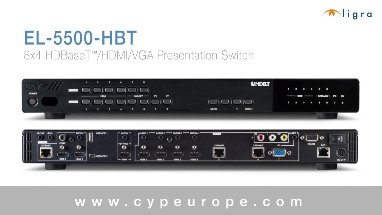 EL-5500-HBT 8x4 HDBaseT&trade; / HDMI/VGA Presentation Switch