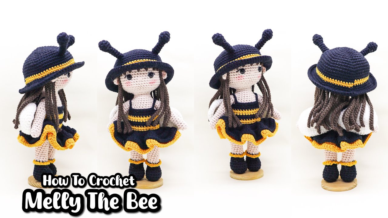How To Crochet Cute Bee Princess 🐝 Melly The Bee 🐝  Amigurumi Crochet Doll Tutorial 🐝