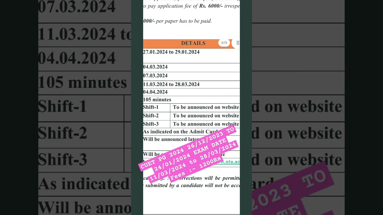 CUET PG 2024 ONLINE FORM  STARTED 26/12/2023 to 24/01/2024
