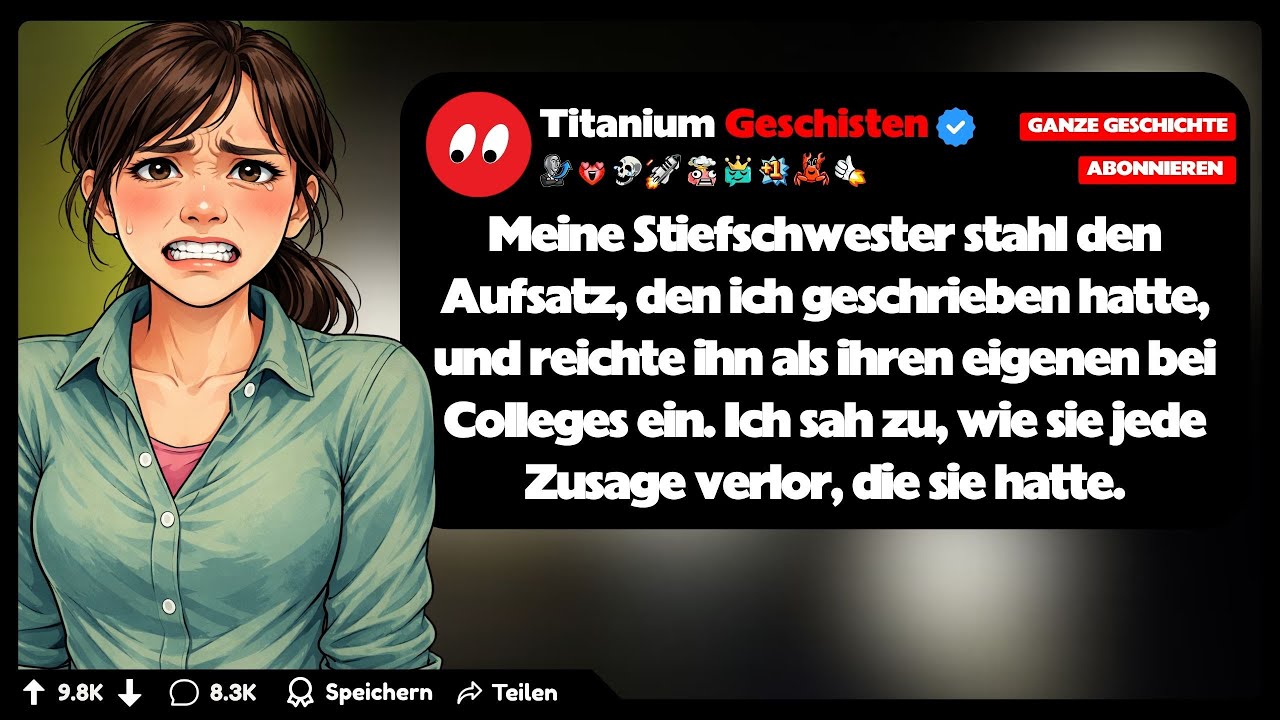[GANZE GESCHICHTE] Meine Stiefschwester stahl den Aufsatz, den ich geschrieben hatte, und reichte...