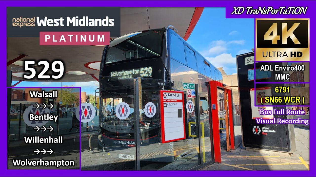 [National Express West Midlands] 529 ~ Walsall Bus Station ➝ Wolverhampton Bus Station【4K UW】