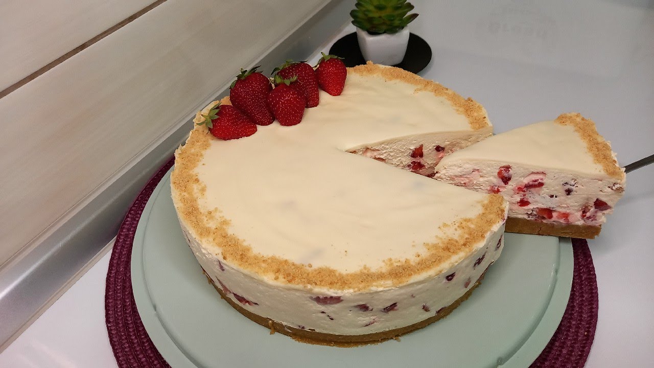 Za 10 minuta napravite tortu sa plazmom i jagodama!Bez kuhanja i pečenja!-Strawberry cake