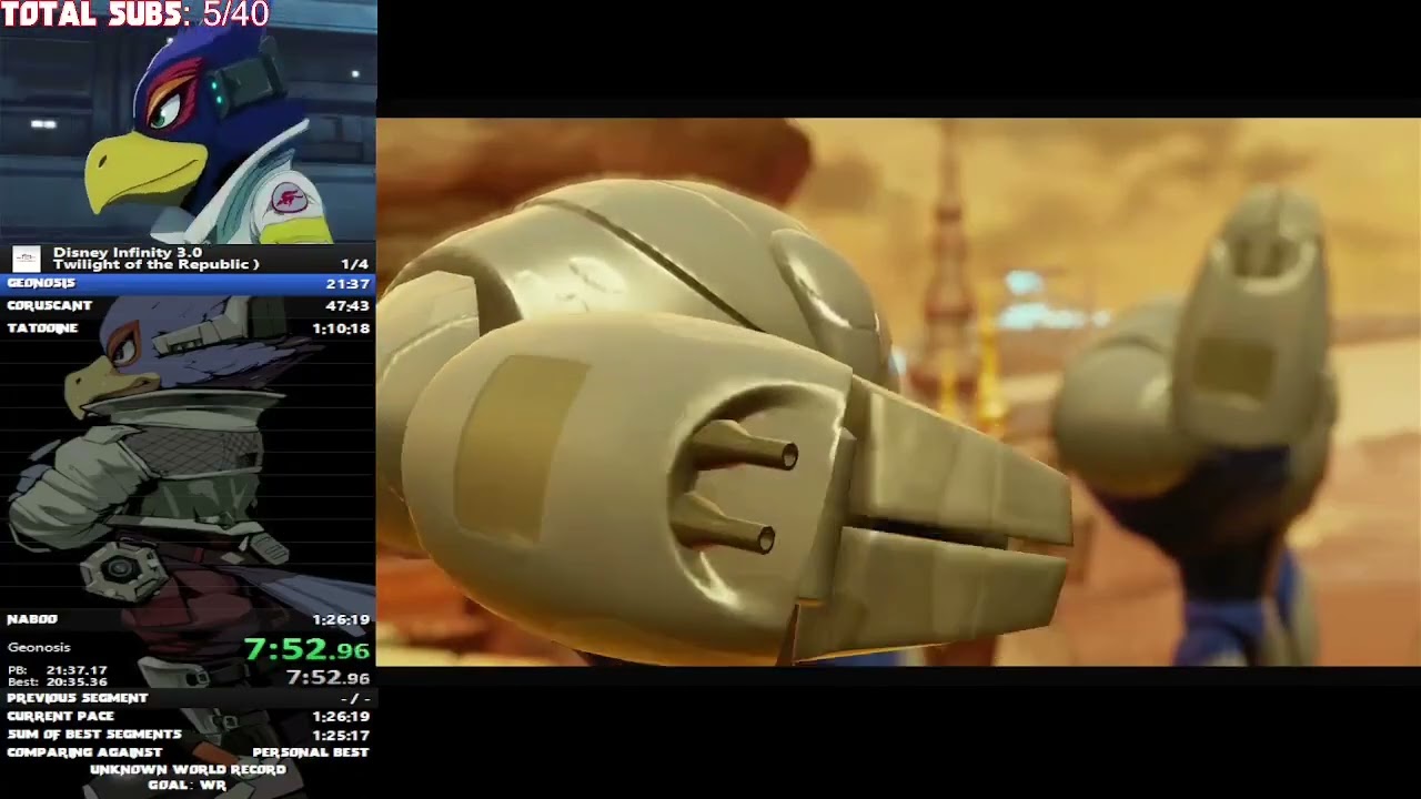 Disney Infinity 3.0 Twilight of the Republic (Console Co-Op) Speedrun: 1:20:21 (1:18:33 LTR) (WR)