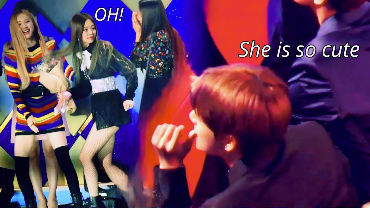 BTS V / Taehyung Reaction on Blackpink Jennie being cute in SMA 2017 | Seoul Music Awards | 