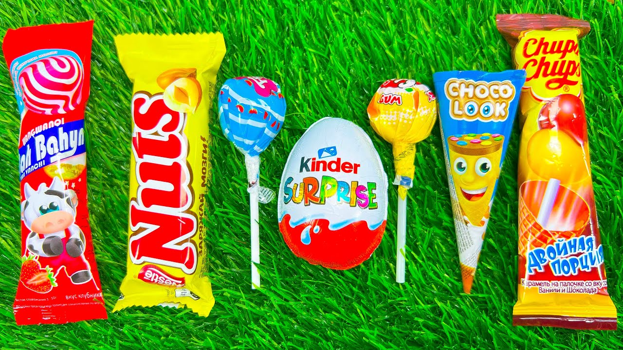 ASMR Most Popular Candys / some lots of colorful rainbow lollipop candy / unpacking chocolate eat
