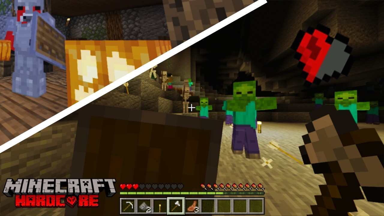 Minecraft Hardcore eps 2 ( I almost die 4 times)