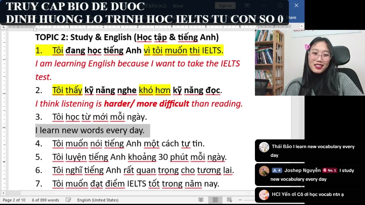 LUYỆN DỊCH CÂU CƠ BẢN TRONG TIẾNG ANH - CÔ MY ĐẶNG IELTS