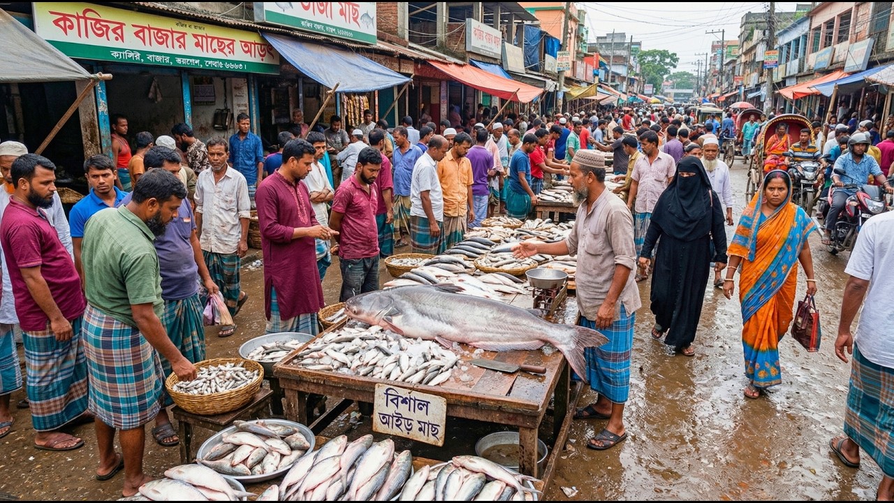 সিলেটের কাজীর বাজার পাইকারি মাছের আড়ৎ, Kazir Bazar Wholesale Fish Market, Sylhet