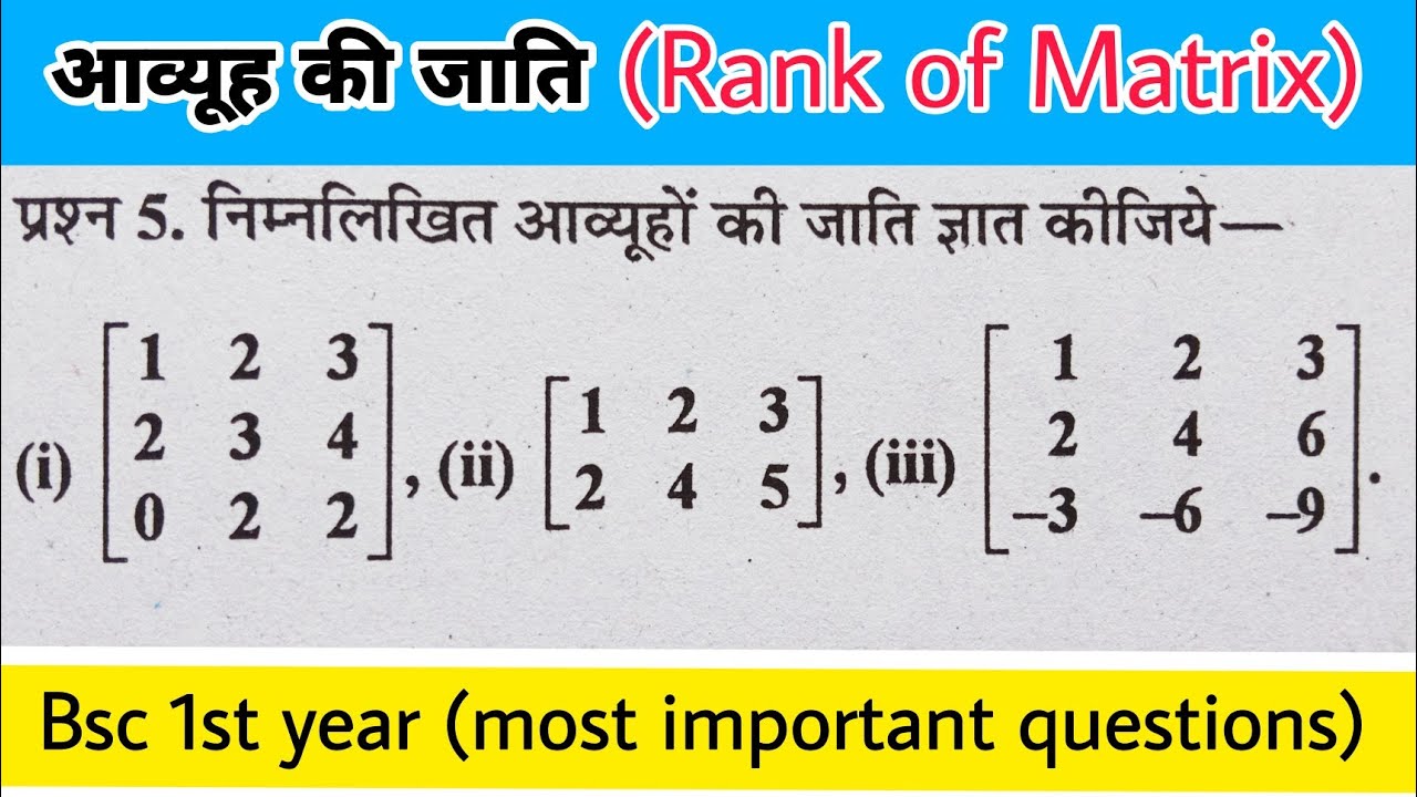आव्यूह की जाति। Rank of matrix। Bsc 1St year maths rank of matrix । AV_AnkitStudy
