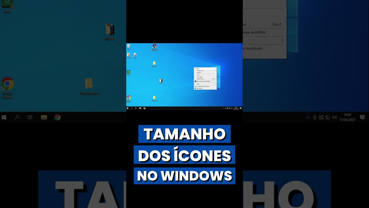 COMO MUDAR O TAMANHO DOS &Iacute;CONES NO WINDOWS 10