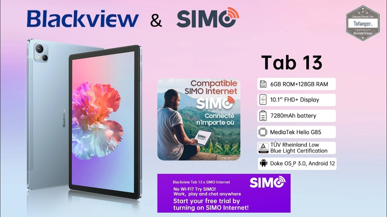 Blackview Tab 13 — планшет android12 с технологией SIMO для подключения к Интернету без SIM-карты