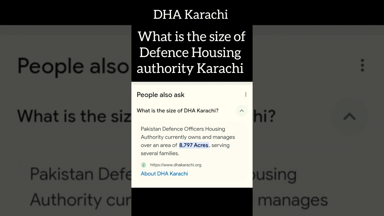 what is the size or DHA Karachi defence Housing authority #knowledge #dhakarachi