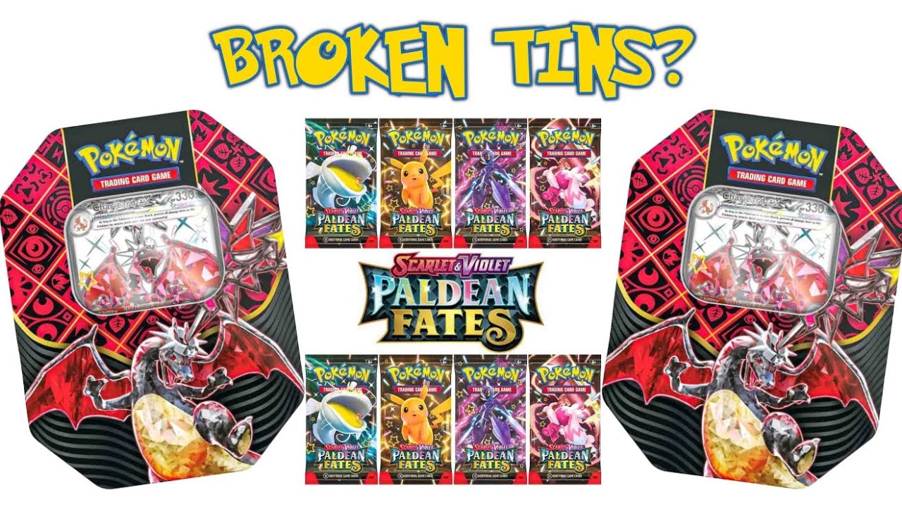 BROKEN TINS?! 😳🔥 Opening 2 Charizard Paldean Fates Tins 🔥🔥