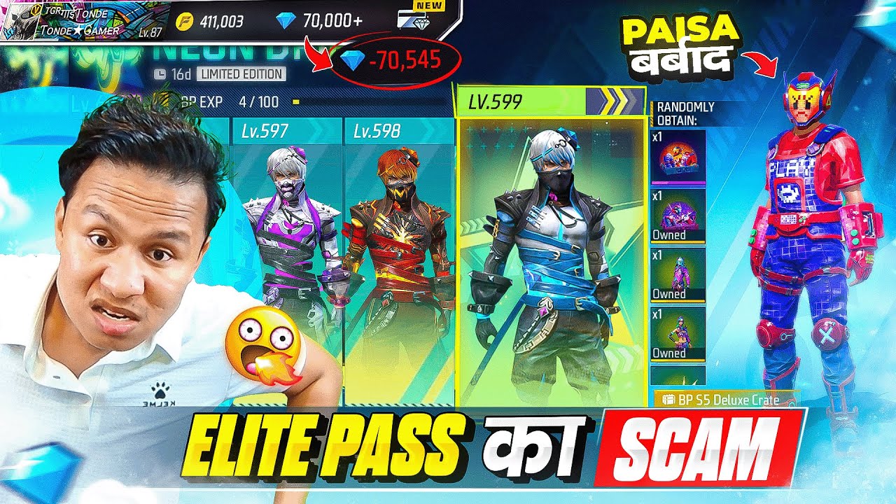 Free Fire Old Elite Pass का Biggest Scam 2023🥴70000 Diamonds बर्बाद - Tonde Gamer