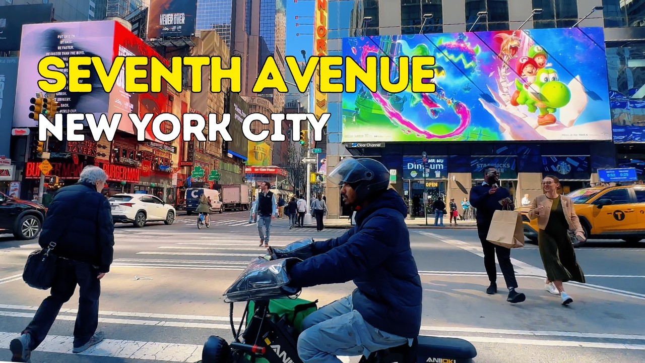Seventh Avenue NYC Walk 4K 🌇 | From Central Park South Through Times Square to Downtown