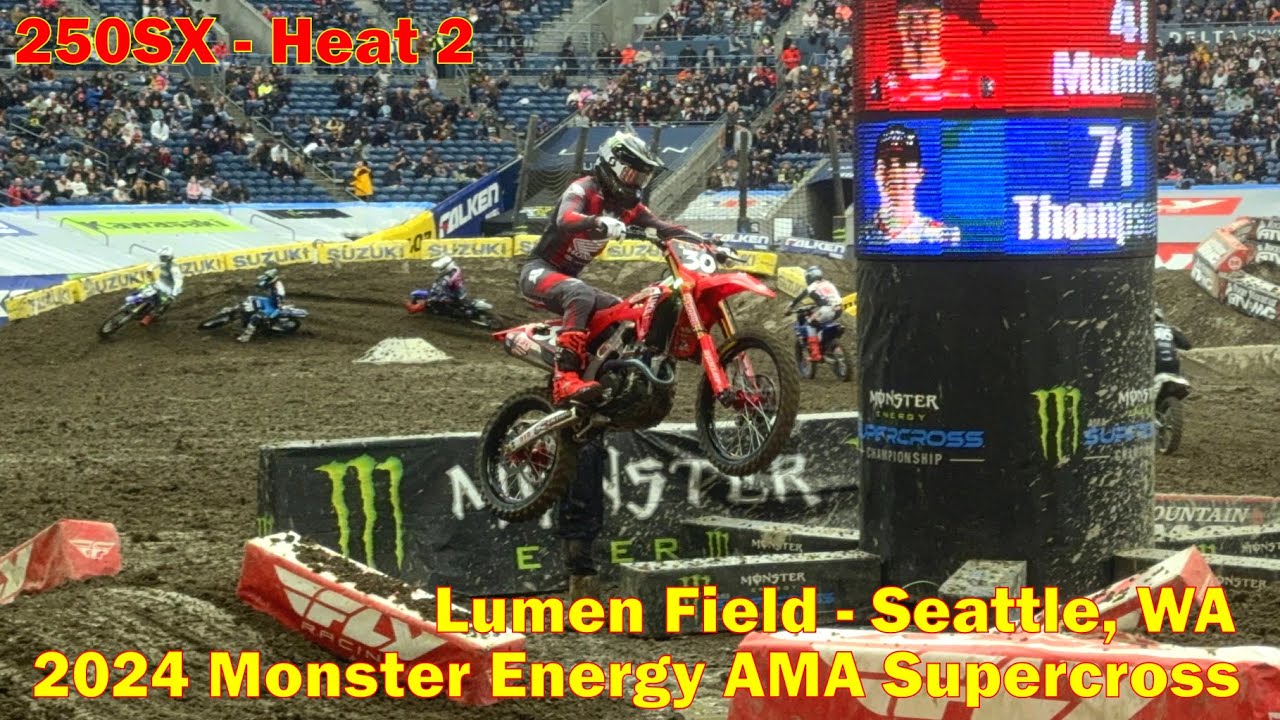 V#350 | 2024 Monster Energy AMA Supercross Seattle - 250SX West Heat 2 | Full Race | Lumen Field
