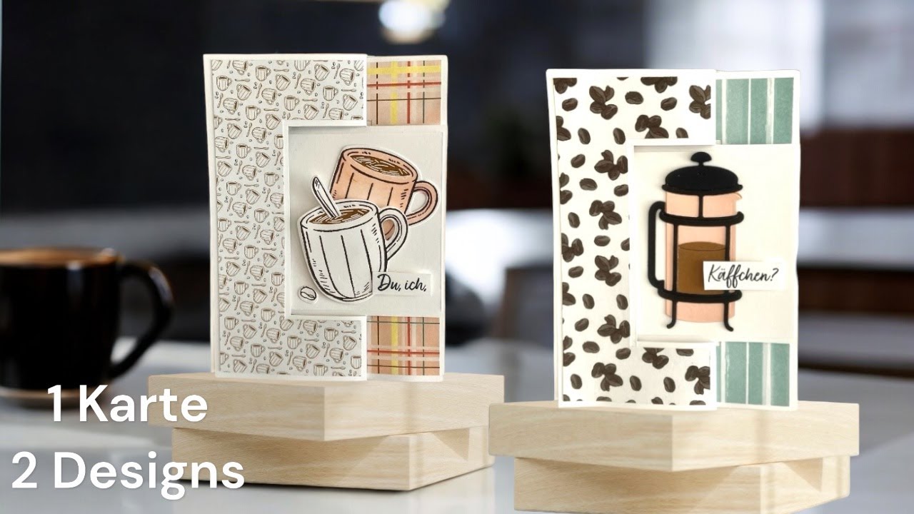 Dreh-/Wendekarte/ 1 Karte 2 Designs/ Stampin`Up!/ Käffchen