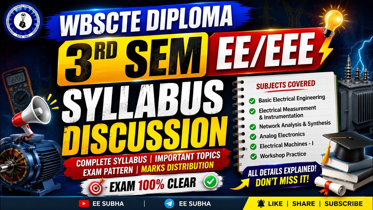 #wbscte Diploma 3rd sem EE/EEE syllabus discussion 2026 | Diploma 3rd sem EE/EEE new syllabus 2026
