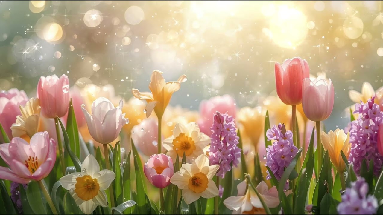 Spring Garden Ambience 🌸✨ Blooming Flowers, Golden Sunlight & Peaceful Nature Sounds