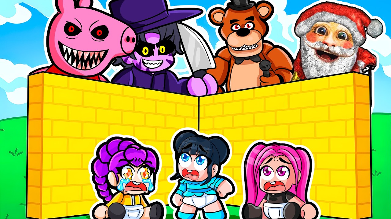 CONSTRUYE para PROTEGER a LAS BEBÉS HUNTRIX de LOS MONSTRUOS en ROBLOX!