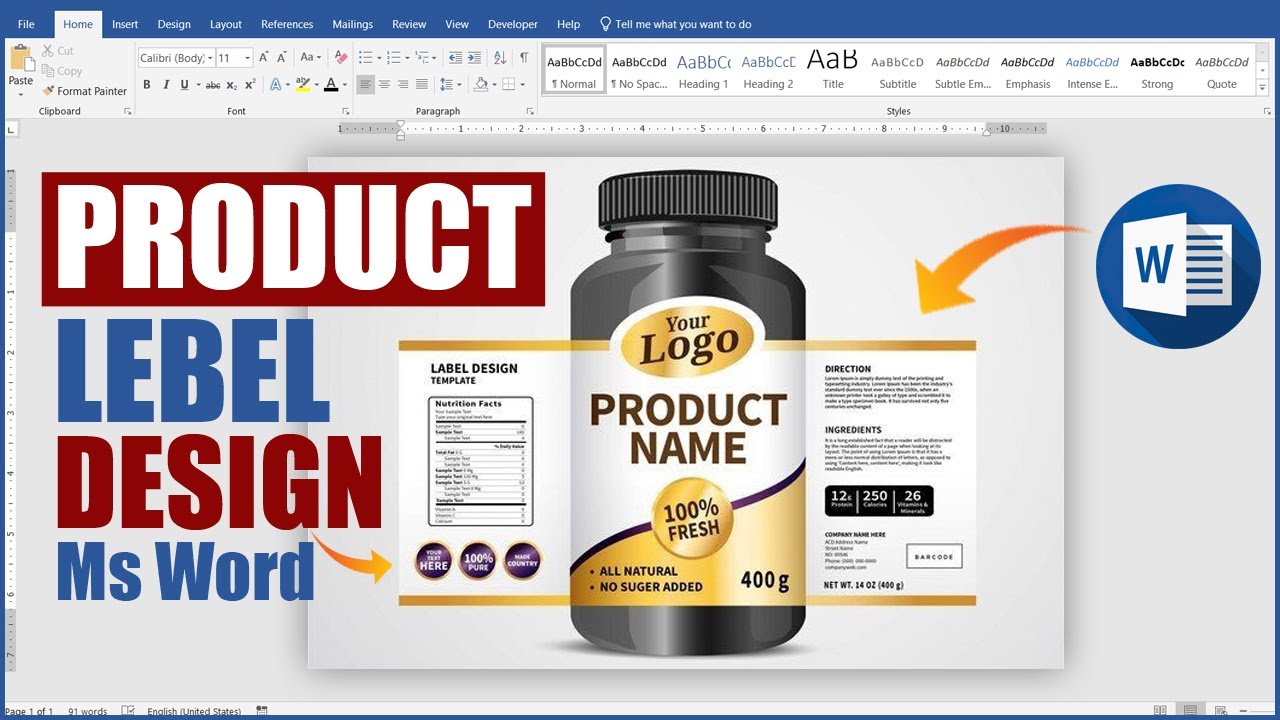 How to Make Printable Product Lebel Design in Microsoft Word Hindi Tutorial | Ms Word | Design Lebel