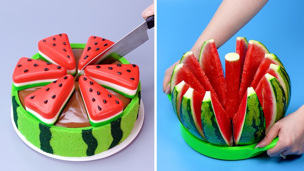 🤩 Unique Watermelon & Oreo Cream Cake Decoration  Oddly Satisfying Chocolate Cake Decorating Ideas
