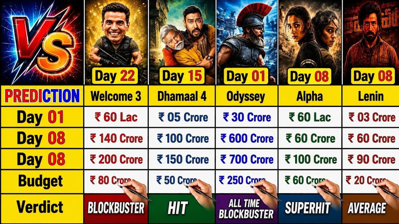 The Odyssey vs Dhamaal 4 vs Welcome 3 vs Lenin vs Alpha Today Box Office Biggest Update😍।।