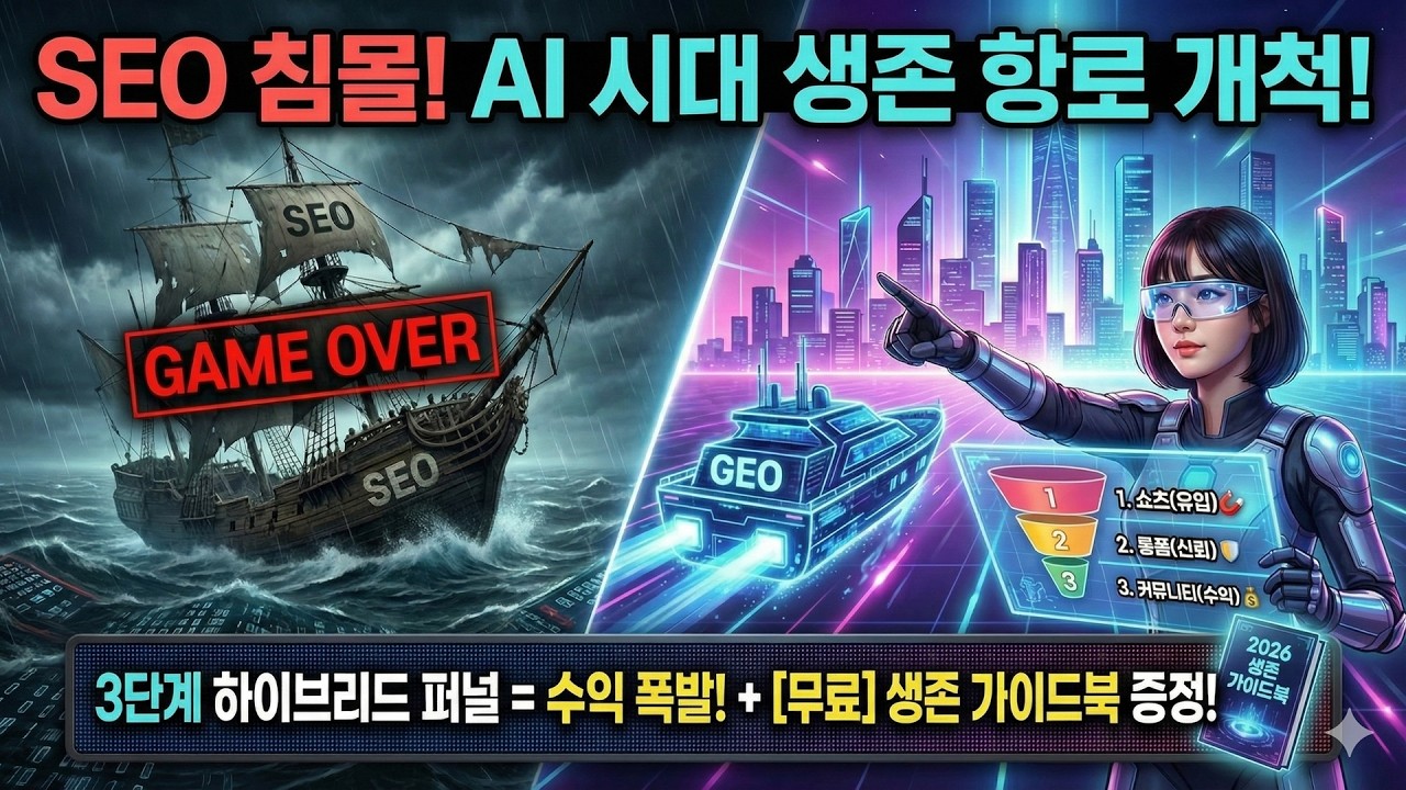 이제 SEO는 끝났습니다: 2026년 AI의 간택을 받는 '3단계 하이브리드 퍼널' 성공 공식