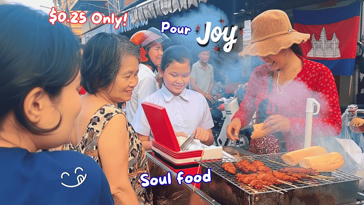 Can a $0.25 beef skewer change your perspective on life? 🍢✨🇰🇭 Silent Vlog