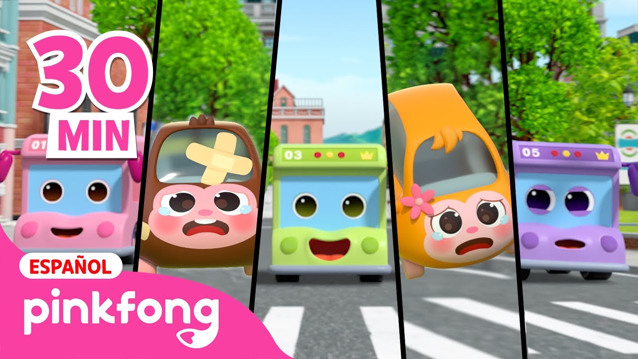 Cinco Monitos🐵 y Autobuses🚎 Saltando | Mono Banana y Más Canciones Infantiles | Pinkfong en español