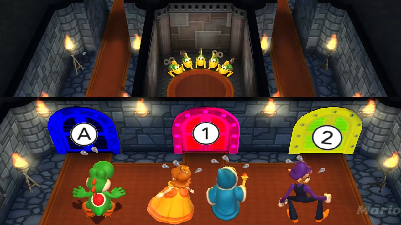 Mario Party 9 - Yoshi v s Kamek vs Waluigi vs Daisy (DK Jungle Ruins)