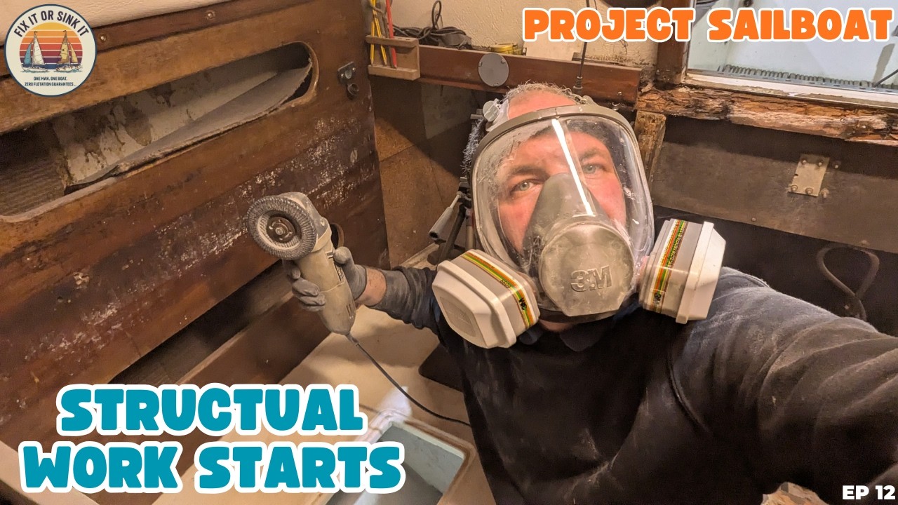 Project sailboat - structural fibreglass work starts - saving the yacht from the scrap heap - Ep. 12
