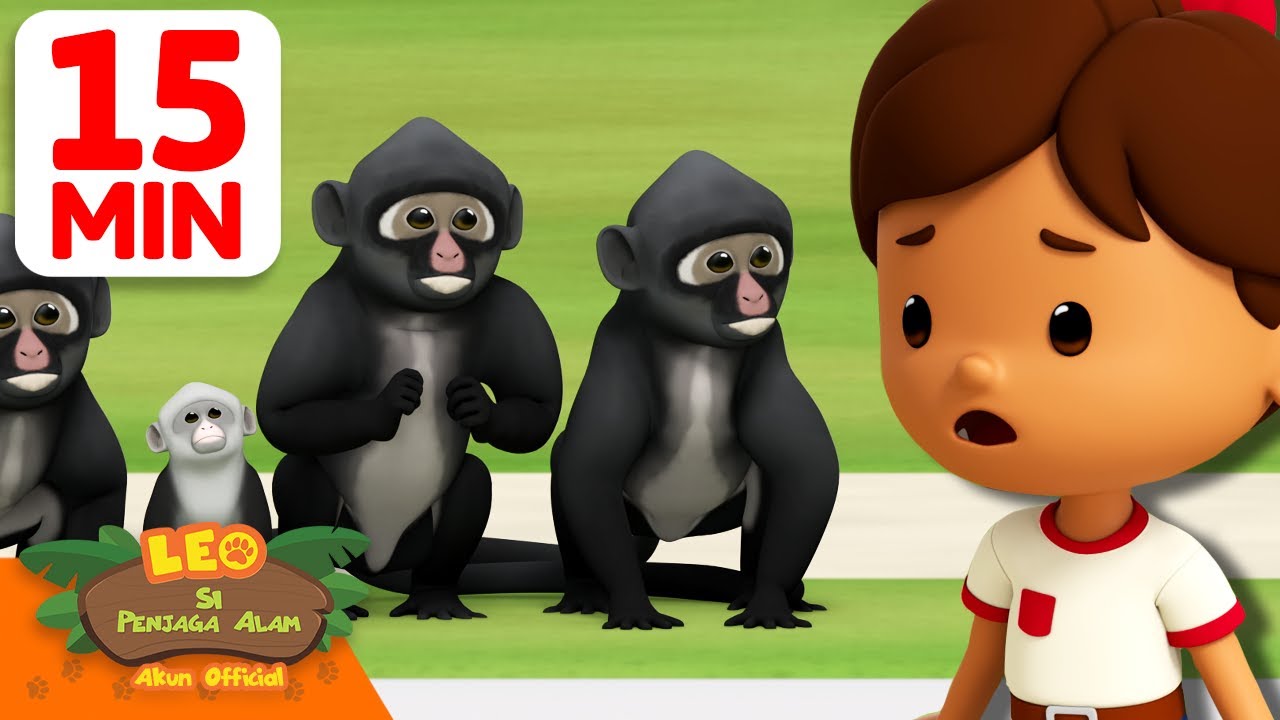 Keluarga Monyet Menyebrang Jalan! 🐵🐒 | 15 Menit | Leo Si Penjaga Alam | #hewan