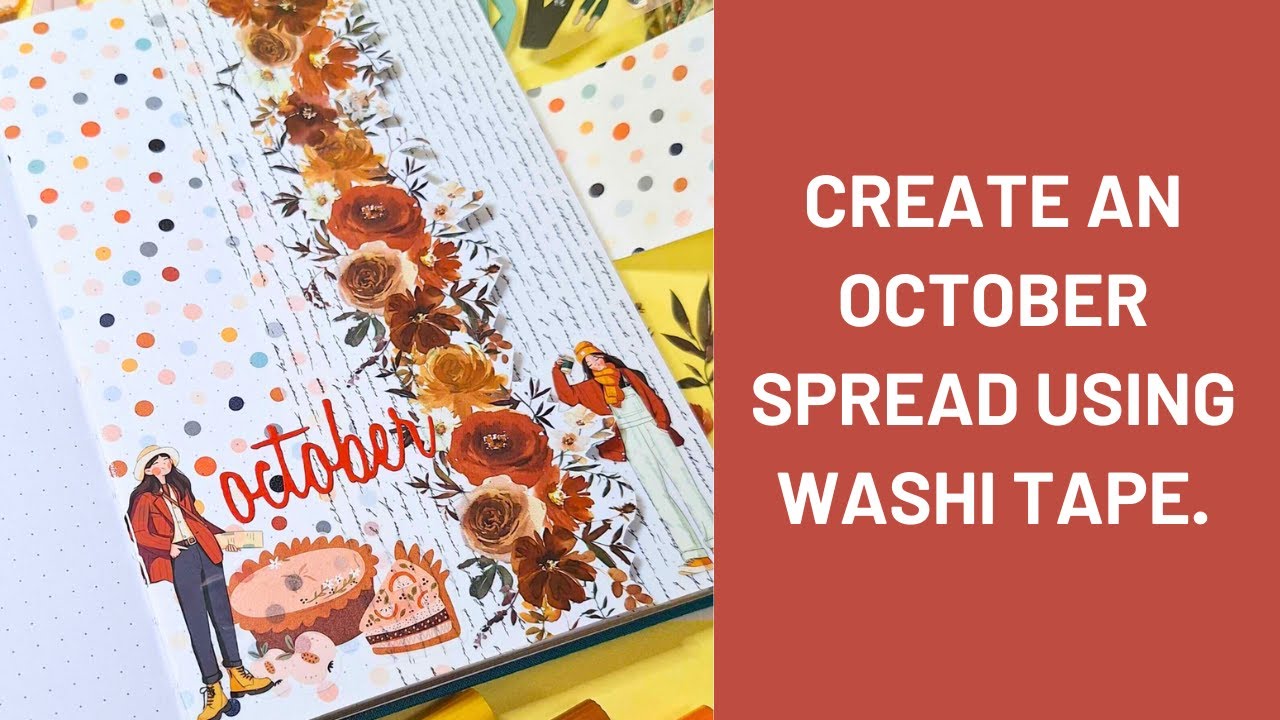 Plan with me: OCTOBER 2024 Bullet Journal spread | Simple BuJo |The Washi Tape Shop inspired BuJo