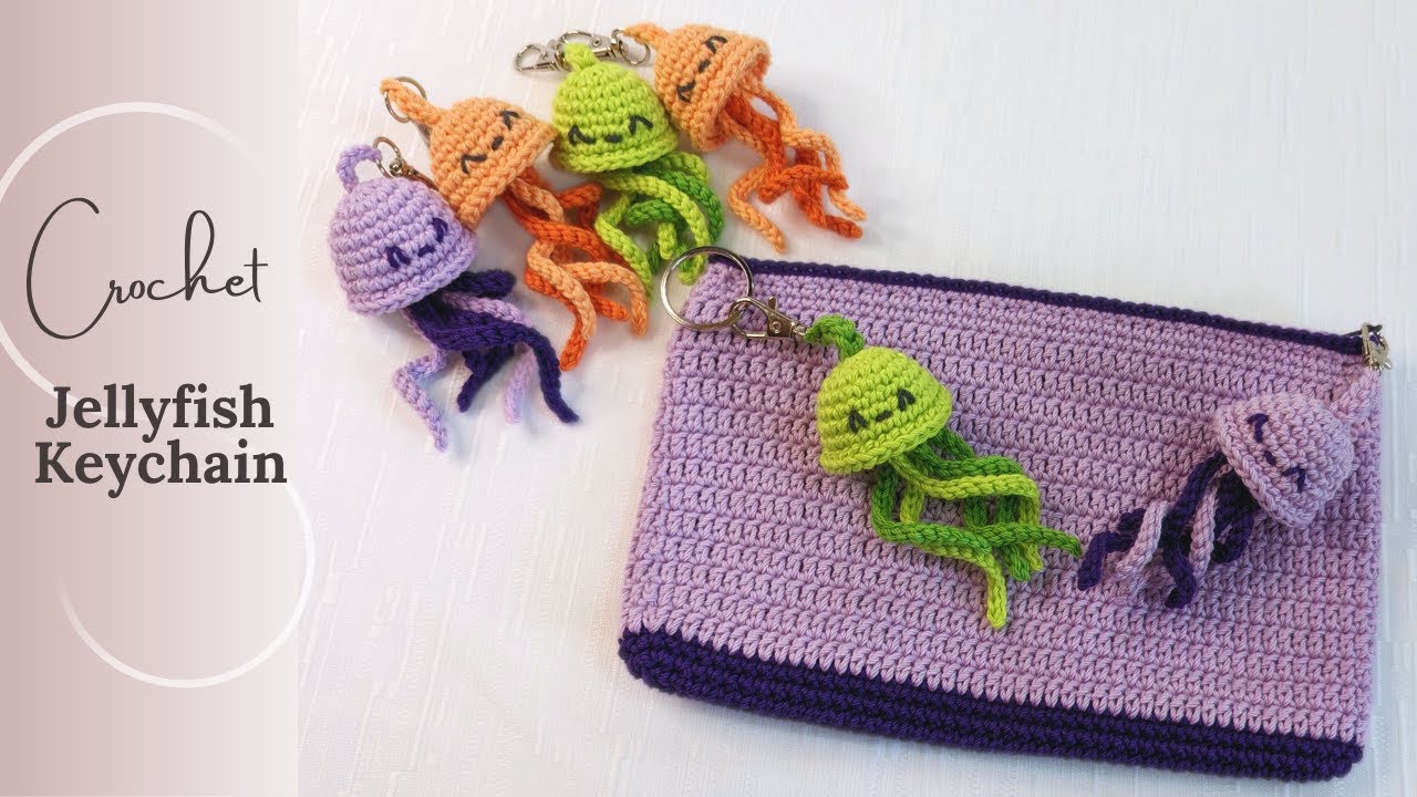 Crickets Crochet Jellyfish Keychain Clip 🌊🪸💦