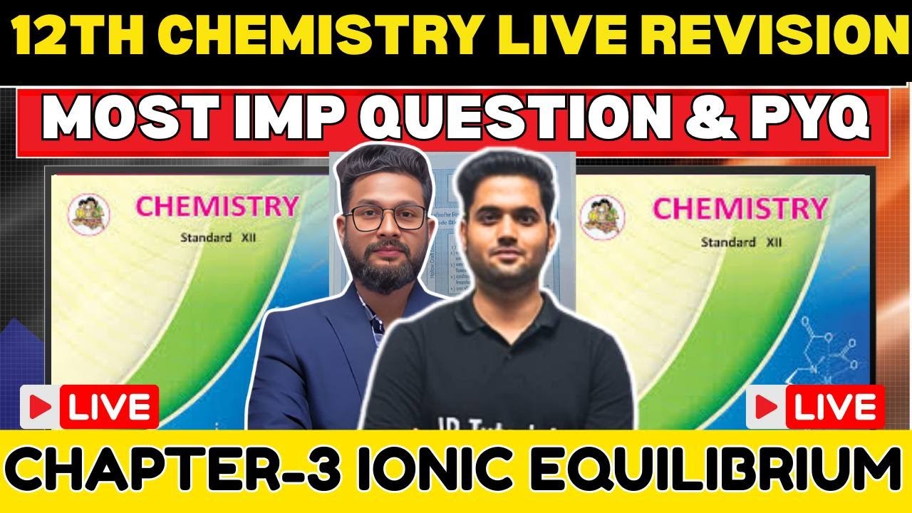 LIVE🔴 | 12TH CHEMISTRY LIVE REVISION WITH IMPORTANT QUESTION & PYQS | CHAPTER 3 SOLUTION |JR COLLEGE