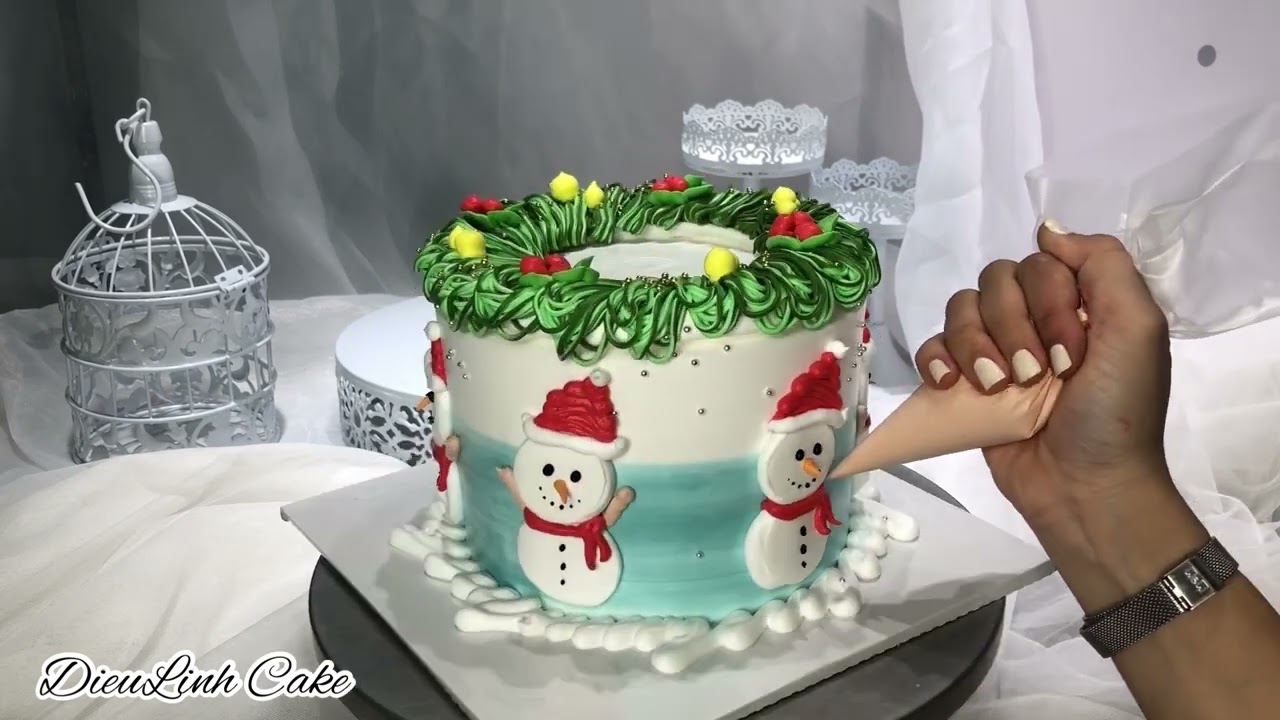 christmas cake cute theme | làm bánh kem giáng sinh noel dễ thương