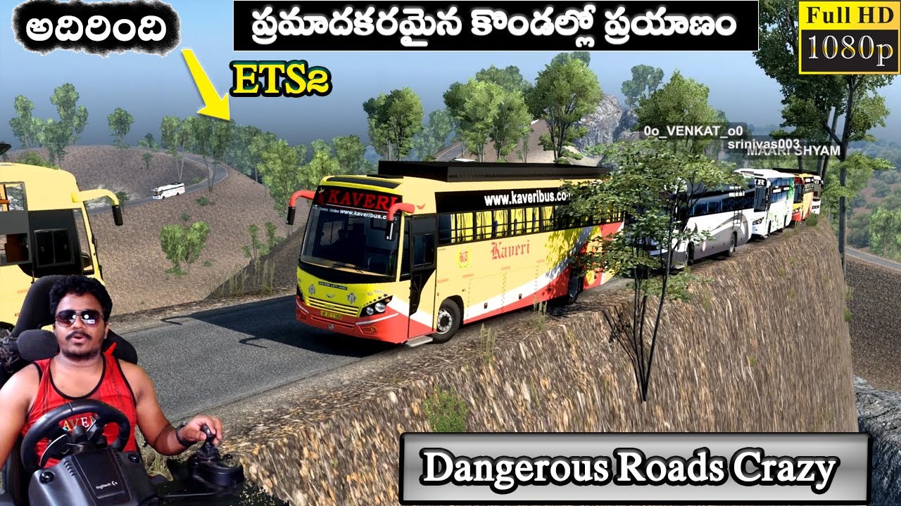 Most Dangerous Roads APSRTC Indra Vs Kaveri on Ghat Road Bus Driving with Steering | ETS2