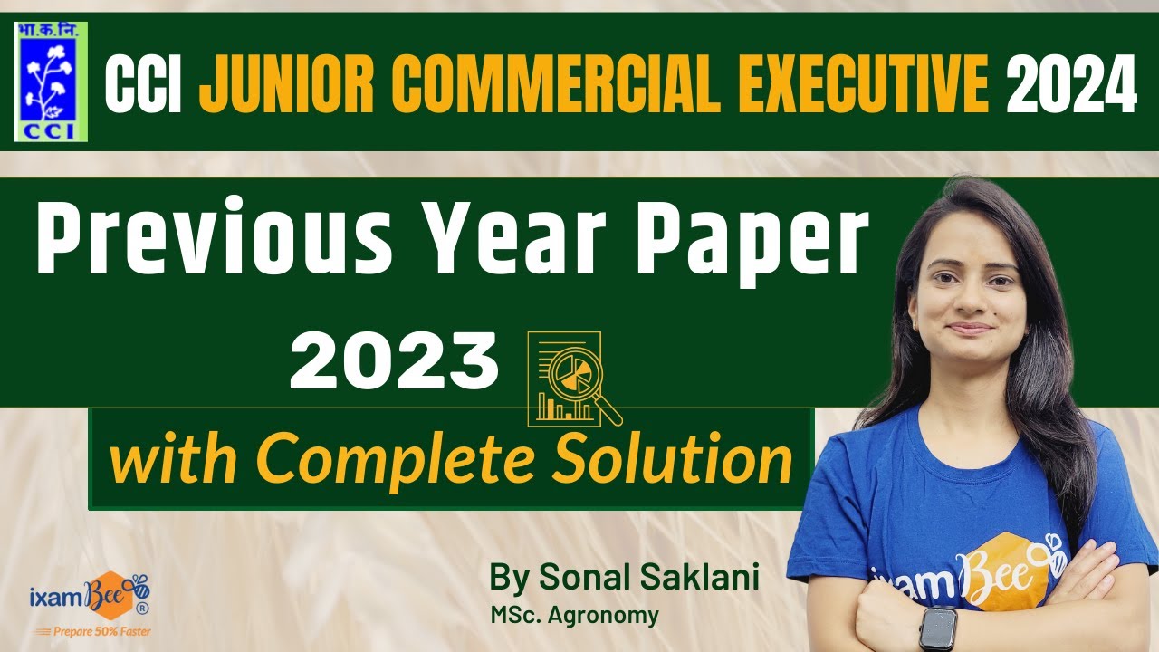 CCI Junior Commercial Executive 2024 || Previous Year Paper 2023 || Complete Solution |By Sonal Mam